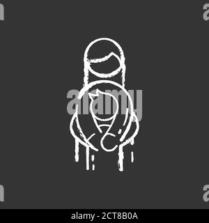 Relazioni con la famiglia gesso icona bianca su sfondo nero Illustrazione Vettoriale