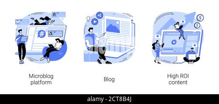 Illustrazioni vettoriali astratte di concetto di social media marketing. Illustrazione Vettoriale