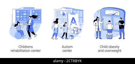 Illustrazioni vettoriali astratte del concetto di servizio sanitario per i bambini. Illustrazione Vettoriale