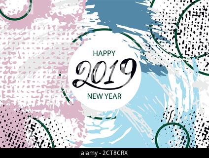 Sfondo astratto Felice Anno Nuovo. 2019. Copertina, volantino, banner Illustrazione Vettoriale