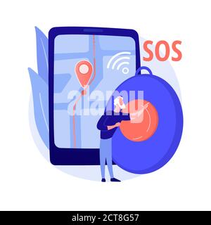 Illustrazione vettoriale del concetto astratto del pulsante di emergenza personale. Illustrazione Vettoriale