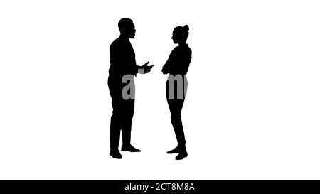 Silhouette uomo d'affari afro-americano spiegare qualcosa a. Foto Stock