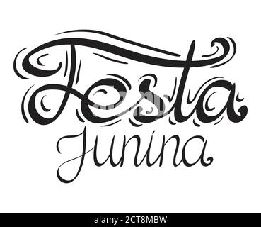 Scritta Festa junina. Scritte disegnate a mano. Elemento vettoriale per cartoline natalizie, biglietti d'auguri e il tuo design Illustrazione Vettoriale