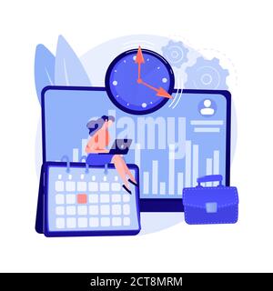 Illustrazione vettoriale del concetto astratto del sistema di monitoraggio del tempo e della presenza. Illustrazione Vettoriale