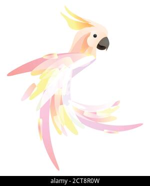 Illustrazione stilizzata di un cockatoo di pappagallo con coda multicolore. Elemento vettoriale per loghi, icone e il tuo design Illustrazione Vettoriale