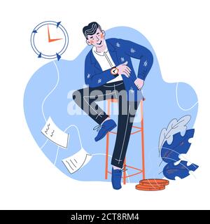 Gestione del tempo e organizzazione del lavoro, pianificazione della carriera. Illustrazione vettoriale. Illustrazione Vettoriale