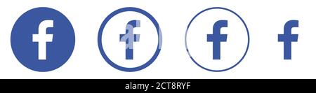 Icone Facebook impostate, isolate. Logo dei social media vettoriali in design piatto. Ucraina. Giugno 2020 Illustrazione Vettoriale