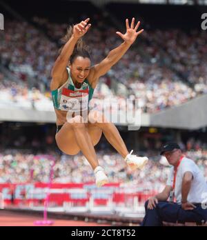 JESSICA ENNIS-HILL COMPETE NEI GIOCHI PER L'ANNIVERSARIO DEL SALTO LUNGO DELLE DONNE - LONDRA. Foto del Copyright : © Mark Pain / Alamy Foto Stock