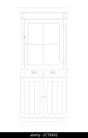 Il profilo di un armadio di legno. Sponda decorativa. Vista frontale. Illustrazione vettoriale Illustrazione Vettoriale