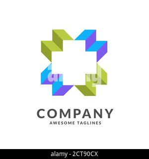 Simbolo dell'icona del logo Creative colorato Cross Health Care Medical Illustrazione Vettoriale