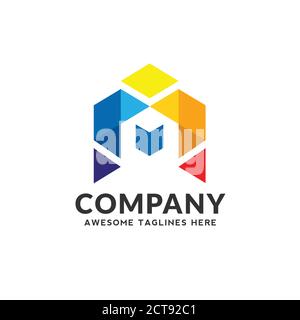 Creative case colorate logo immobiliare, proprietà astratta e costruzione Logo design Vector Illustrazione Vettoriale