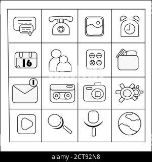 Set di icone per le linee di interfaccia Illustrazione Vettoriale