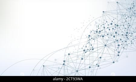 Astratta geometrica dello sfondo con la linea collegata e punti. Molecola di struttura e di comunicazione. Grande per la visualizzazione di dati. Medical, tecnologia, scienza Illustrazione Vettoriale