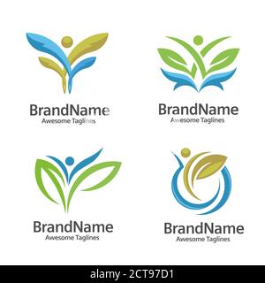 Concetto vettoriale del logo Natural Health FIT, illustrazione del concetto del logo Healthcare Vector Illustrazione Vettoriale