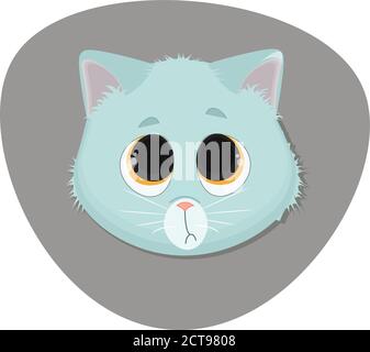 Simpatico gattino face.Cartoon flat illustrazione Illustrazione Vettoriale