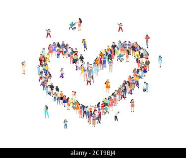 Segno di cuore della gente, gruppo felice della gente, forum di vita. Illustrazione vettoriale Illustrazione Vettoriale