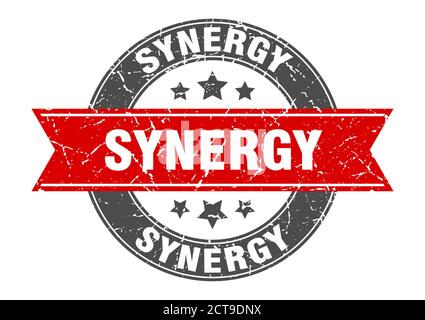 synergy tondino con nastro. segno. etichetta Illustrazione Vettoriale