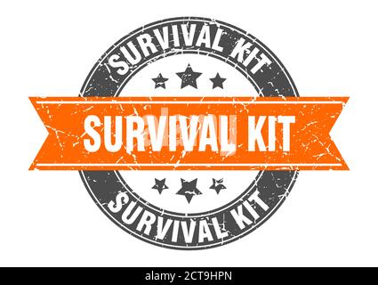 kit survival, tondino con nastro, etichetta di sign Illustrazione Vettoriale