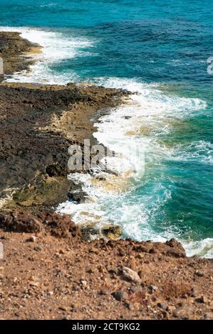 Spagna Fuerteventura, parte di costa rocciosa Foto Stock