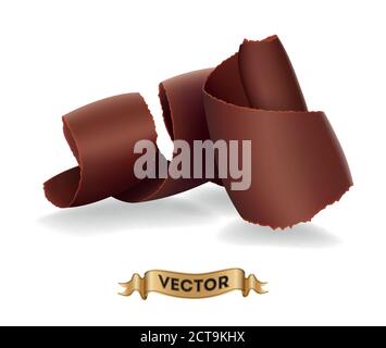 Trucioli di cioccolato su sfondo bianco, illustrazione vettoriale realistica Illustrazione Vettoriale