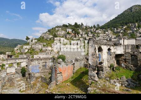 Turchia, Mugla, Fethiye, città fantasma di Kayakoy Foto Stock