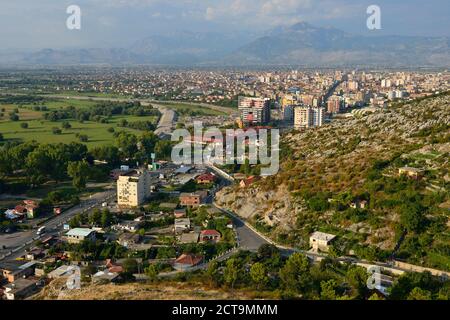 Albania, Shkodra, vista dal castello di Rozafa Foto Stock