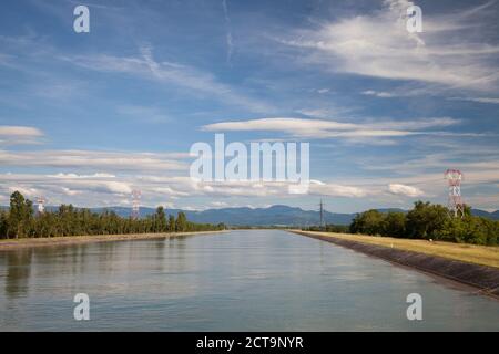 Francia, Alsacem Haut-Rhin, Neuf-Brisach, Vogelgrun, Reno superiore Foto Stock