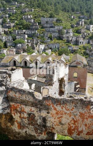 Turchia, Mugla, Fethiye, città fantasma di Kayakoy Foto Stock