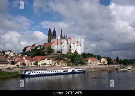 In Germania, in Sassonia, Meissen, il castello di Albrechtsburg e cattedrale in background Foto Stock