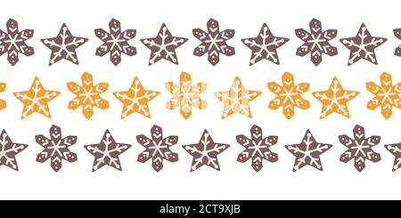 Cookie bordo vettoriale senza giunture. Ripetizione di biscotti di Natale di pan di zenzero modello. Illustrazione disegnata a mano bordo orizzontale Illustrazione Vettoriale