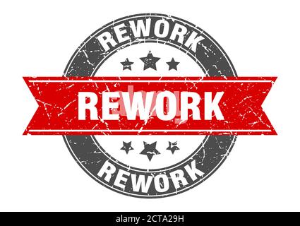 rilavorare il timbro rotondo con l'etichetta del segnale del nastro Illustrazione Vettoriale