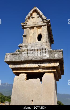 Turchia, sito archeologico di Xanthos, antico sarcofago Lycian Foto Stock