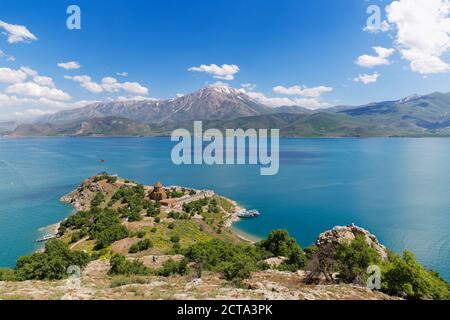 La Turchia, Isola Akdamar, Chiesa Armena della Santa Croce al lago Van Foto Stock