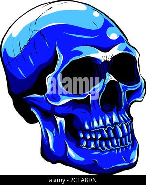 Grafica vettoriale Blue Tattoo Skull Illustrazione grafica art Illustrazione Vettoriale