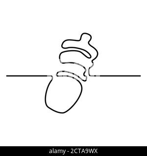 Water bottle on white isolated backdrop. Outline flask for gift card, social network icon, bath tile, fitness shop or club logo. Phone case or cloth p Stock Vector