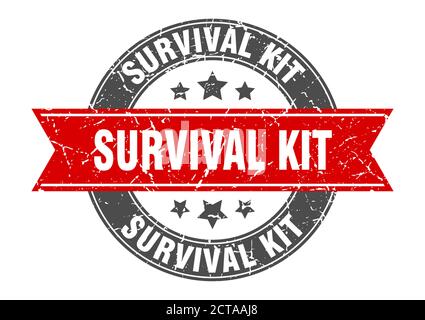 kit survival, tondino con nastro, etichetta di sign Illustrazione Vettoriale