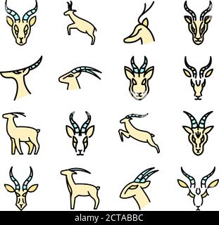 Le icone di gazzella impostano il vettore piatto Illustrazione Vettoriale