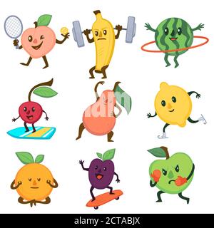 Frutta sportiva stile di vita attivo di ortaggi vettore sportivo Illustrazione Vettoriale