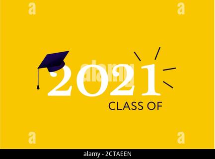 Classe di 2021. Logo di graduazione. Modello per scheda Illustrazione Vettoriale