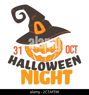 Halloween notte 31 di ottobre, celebrazione di vacanze stagionali Illustrazione Vettoriale