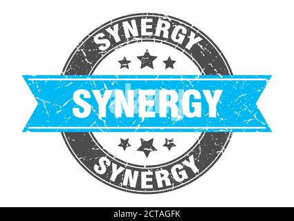 synergy tondino con nastro. segno. etichetta Illustrazione Vettoriale