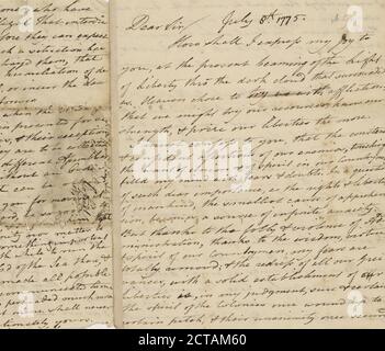 Lettera di Arthur Lee, testo, corrispondenza, 1775 Foto Stock