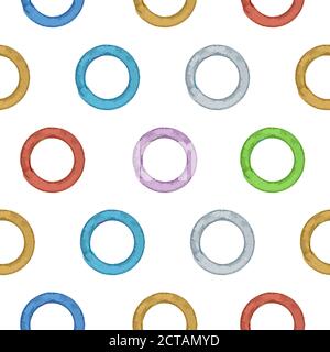 Pattern vettoriale senza giunture con anelli isolati colorati Illustrazione Vettoriale
