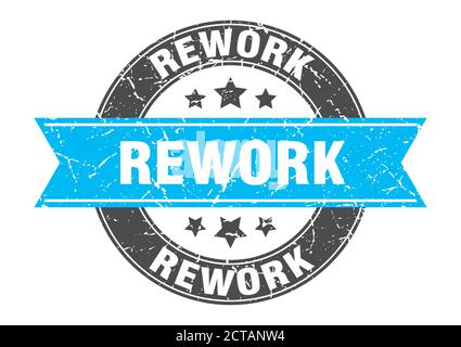 rilavorare il timbro rotondo con l'etichetta del segnale del nastro Illustrazione Vettoriale