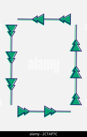 Cornice decorativa per schede web. Cornice rettangolare ornamentale originale di Capodanno in grigio e verde. Vettore Illustrazione Vettoriale