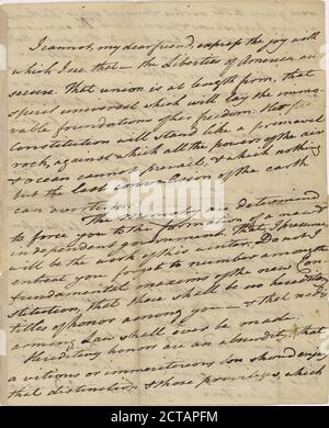 Lettera di Arthur Lee, testo, corrispondenza, 1775 Foto Stock