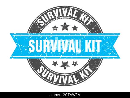 kit survival, tondino con nastro, etichetta di sign Illustrazione Vettoriale