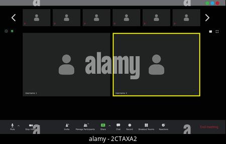 Interfaccia utente per videoconferenza, sovrapposizione finestra chiamate in videoconferenza Illustrazione Vettoriale