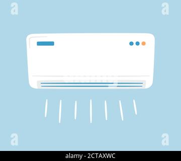 Condizionatore d'aria bianco. Concetto di climatizzazione. Vettore disegnato a mano Illustrazione Vettoriale