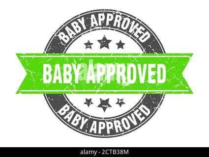 timbro rotondo approvato per il bambino con nastro. etichetta Illustrazione Vettoriale